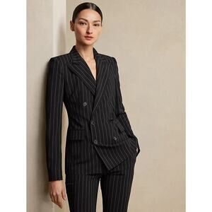 Ralph Lauren Collection Classic Navy Pinstripe Wool Jacket Blazer 2 Double Peak